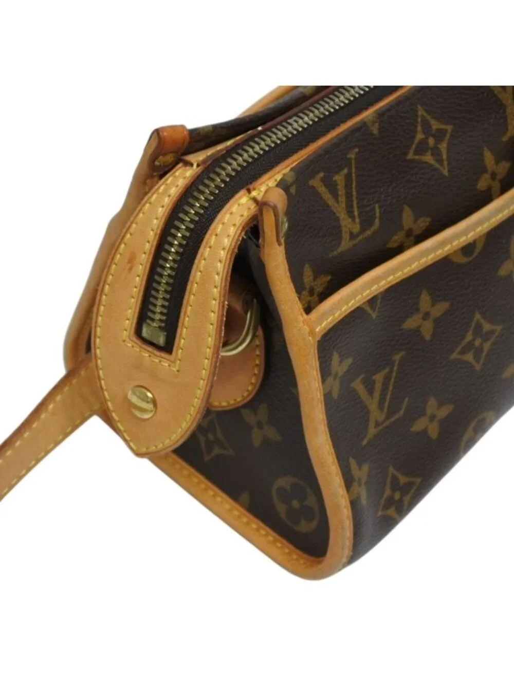Louis Vuitton Popincourt Long Shoulder Bag Vachetta Leather Gold Brown
